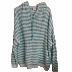 Time and Tru aqua sweater with white stripes. XL